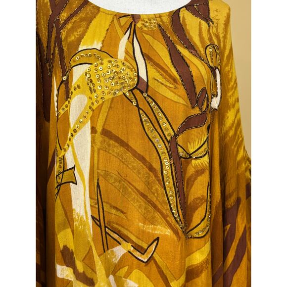 Erika Brooke gold/brown kaftan, statement, global artisan, ethnic, bohemian - Picture 5 of 9